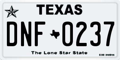 TX license plate DNF0237