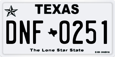 TX license plate DNF0251