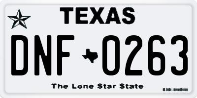 TX license plate DNF0263