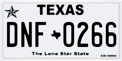 TX license plate DNF0266