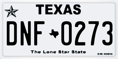 TX license plate DNF0273