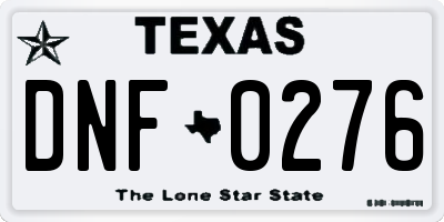TX license plate DNF0276