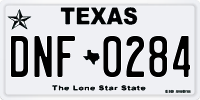 TX license plate DNF0284