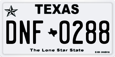 TX license plate DNF0288