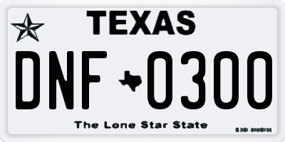 TX license plate DNF0300
