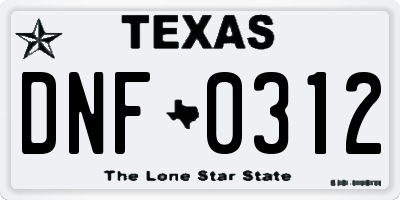 TX license plate DNF0312