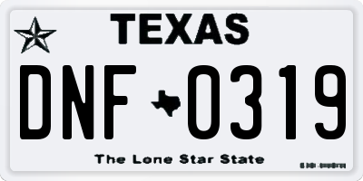 TX license plate DNF0319