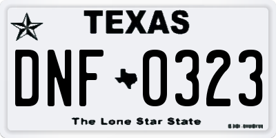 TX license plate DNF0323