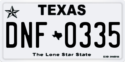 TX license plate DNF0335