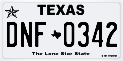TX license plate DNF0342