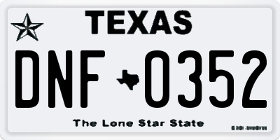 TX license plate DNF0352