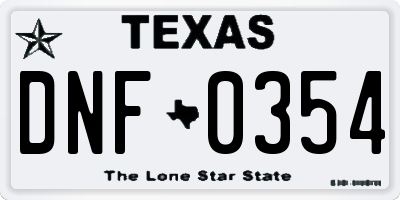 TX license plate DNF0354