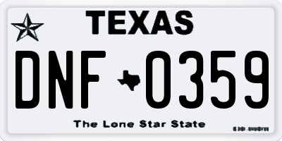 TX license plate DNF0359