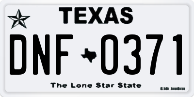 TX license plate DNF0371