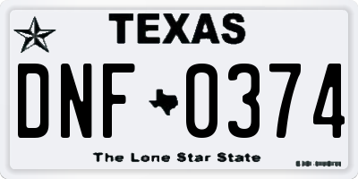 TX license plate DNF0374