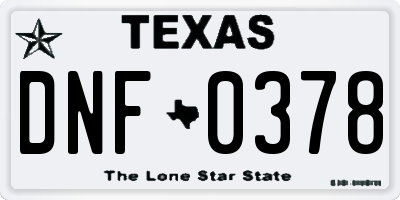 TX license plate DNF0378