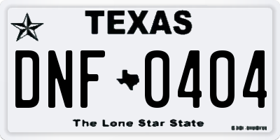 TX license plate DNF0404