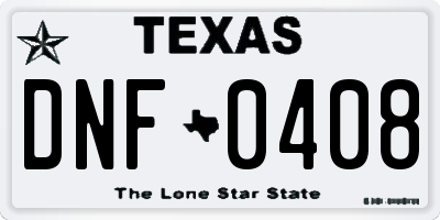 TX license plate DNF0408