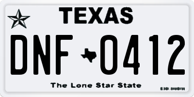 TX license plate DNF0412