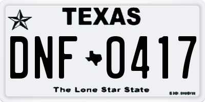 TX license plate DNF0417