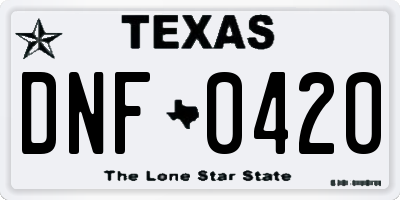 TX license plate DNF0420