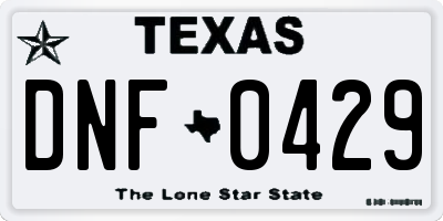 TX license plate DNF0429