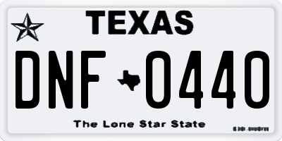 TX license plate DNF0440