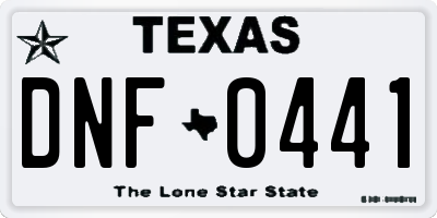 TX license plate DNF0441
