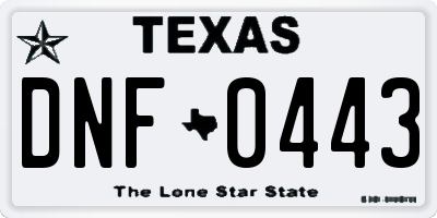 TX license plate DNF0443