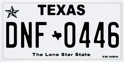 TX license plate DNF0446