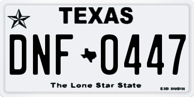 TX license plate DNF0447