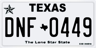 TX license plate DNF0449
