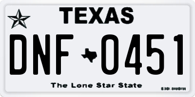 TX license plate DNF0451