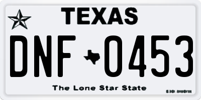 TX license plate DNF0453