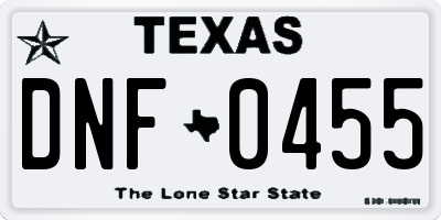 TX license plate DNF0455