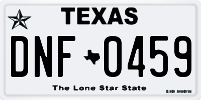 TX license plate DNF0459