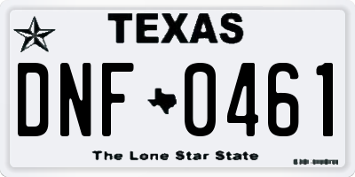 TX license plate DNF0461