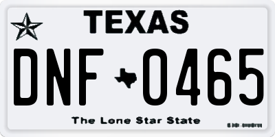 TX license plate DNF0465