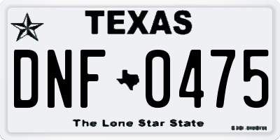 TX license plate DNF0475