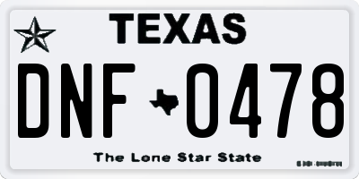 TX license plate DNF0478