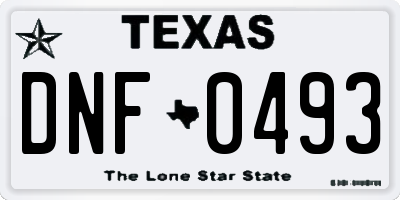 TX license plate DNF0493