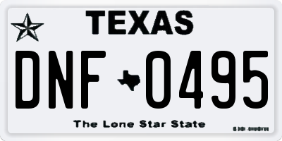 TX license plate DNF0495