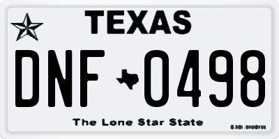 TX license plate DNF0498