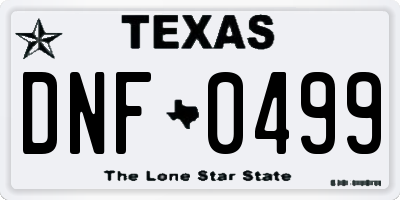 TX license plate DNF0499