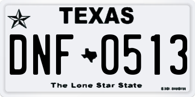 TX license plate DNF0513
