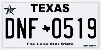 TX license plate DNF0519