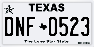TX license plate DNF0523