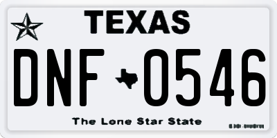 TX license plate DNF0546
