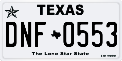 TX license plate DNF0553