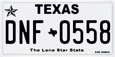 TX license plate DNF0558
